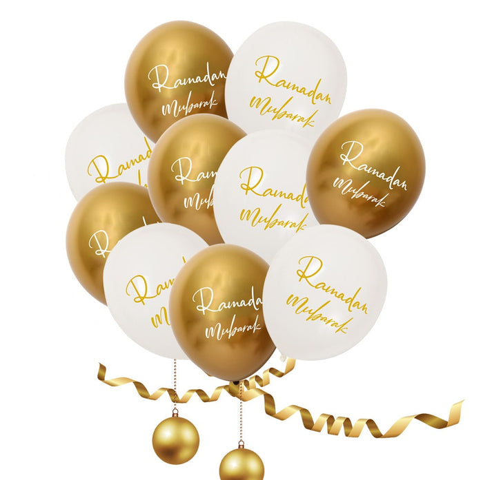Cover image for Ramadan Mubarak Balloons - Chrome White & Gold 2026, isbn: 9980000000183