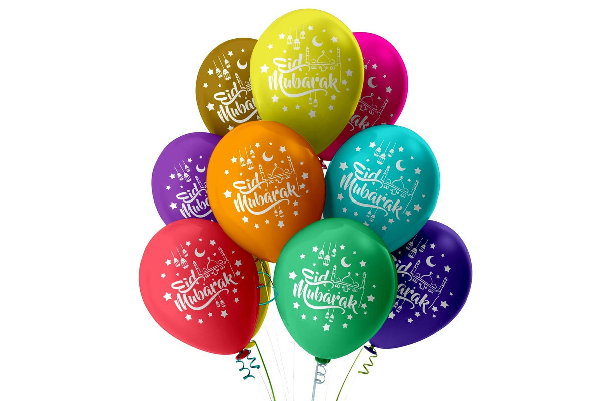 Cover image for Eid Mubarak Balloons - Moon, Star, Domes & Hanging Lanterns - Multicolour 2026, isbn: 9980000000186