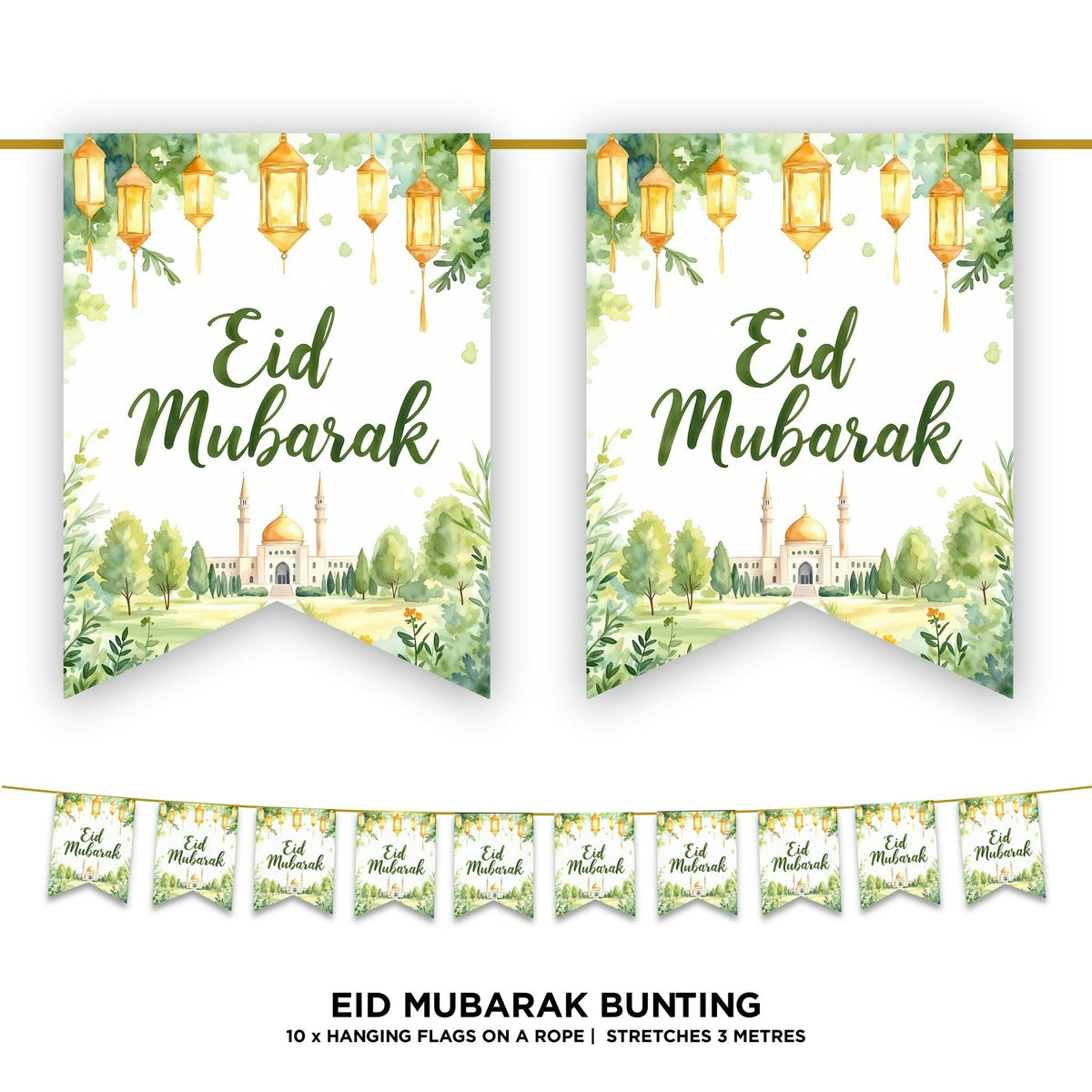 Cover image for Green & Gold EID Mubarak flags 2026, isbn: 9980000000191
